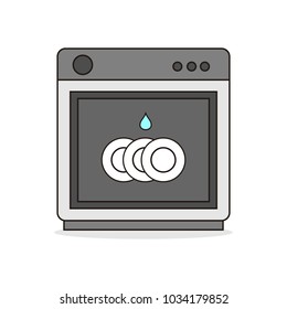 Kitchen Washing Machine Vector Illustration