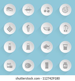 kitchen web icons on light paper circles