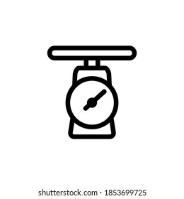 icono de escala de pesaje de cocina, vector, diseño de arte de línea trazo editable