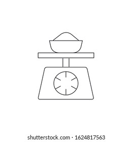 kitchen weight scale with bowl and mixture