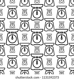 Kitchen Weight Scale Icon Seamless Pattern Vector Art Illustration