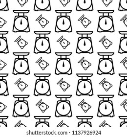 Kitchen Weight Scale Icon Seamless Pattern Vector Art Illustration