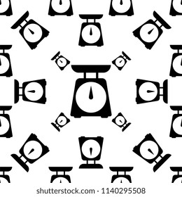 Kitchen Weight Scale Icon Seamless Pattern Vector Art Illustration