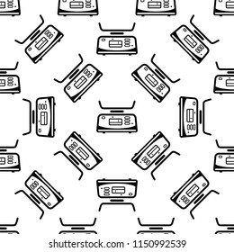 Kitchen Weight Scale Icon Seamless Pattern Vector Art Illustration