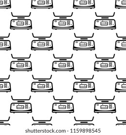 Kitchen Weight Scale Icon Seamless Pattern Vector Art Illustration