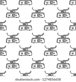 Kitchen Weight Scale Icon Seamless Pattern Vector Art Illustration