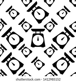 Kitchen Weight Scale Icon Seamless Pattern Vector Art Illustration