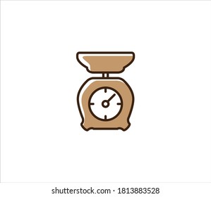 kitchen weight scale vector icon illustration in simple outline style for bakery and pastry shop