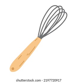 Kitchen whisk in cartoon flat style. Vector illustration of beater icon, kitchenware, culinary, pastry tools.