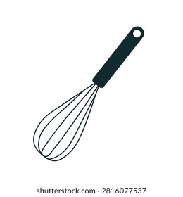 Kitchen whisk and egg beater vector icon on white background