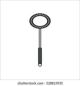 Kitchen whisk or eggbeater symbol sign flat, colorful icon on background