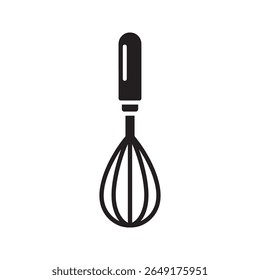 Kitchen whisk icon a cooking utensil for mixing ingredients blending batter and whipping cream a common tool for baking and food preparation vector solid glyph icon
