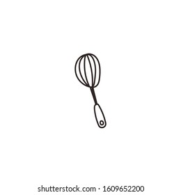 Kitchen whisk icon on isolated background. Hand drawing, vector. The element is designed for menu design, printing, cafes, logos, websites, mixer.