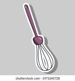 Kitchen whisk sticker. Vector illustration.