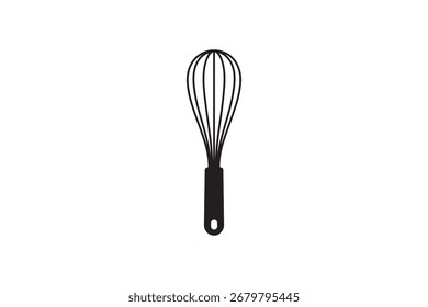 Cozinha Whisk Utensil Silhueta Ícone Minimalista Egg Beater Clipart