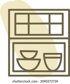 Kitchen window, illustration, vector, on a white background.