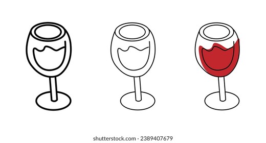 Kitchen wineglass line black and white and color icon. Linear style sign for mobile concept and web design. Wineglass outline vector icon. Symbol, logo illustration. Vector graphics.