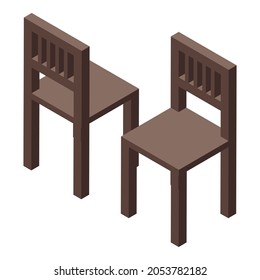 Kitchen wood chairs icon. Isometric of Kitchen wood chairs vector icon for web design isolated on white background