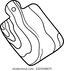 kitchen wood cutting board utensils cooking doodle linear cartoon coloring