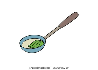 Ilustración vectorial de cuchara de madera de cocina, diseño simple perfecto para obras de arte con temas de cocina
