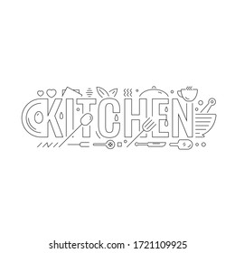equipamiento de cocina y de cocina. palabra técnica de cocina de dibujo