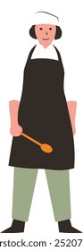 Personaje de trabajador de cocina aislado sobre fondo blanco. Ilustración vectorial