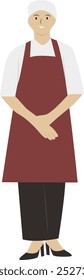 Ilustración de la pose del trabajador de cocina sobre fondo blanco. Gráfico de Vector plano aislado