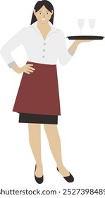 Küchenhelfer Pose Illustration auf weißem Hintergrund. Isolierte flache Vektorgrafik