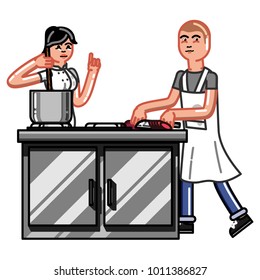 Kitchen worker woman