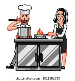 Kitchen worker woman