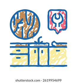 kitchen worktop repair doodle icon sketch vector. kitchen worktop repair sign. isolated symbol illustration