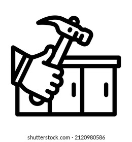 Kitchen Worktop Repair Line Icon Vector. Kitchen Worktop Repair Sign. Isolated Contour Symbol Black Illustration