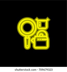 Kitchen yellow glowing neon ui ux icon. Glowing sign logo vector