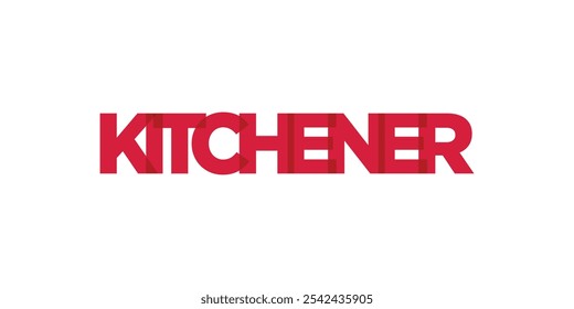 Kitchener en el emblema de Canadá. El diseño presenta un estilo geométrico, Ilustración vectorial con tipografía atrevida en una fuente moderna. El eslogan gráfico.