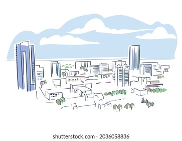 Kitchener Ontario Canadá vectorial boceto de la ciudad línea arte colorido estilo acuarela