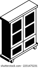Küchenschrank Vektor isometrisches Icon Design, Innendesign Symbol, Inneneinrichtung Zeichen, Wohnungsdekoration und Handelsdekoration Elemente Stock Illustration, Geschirr und Geschirr Einheit Konzept