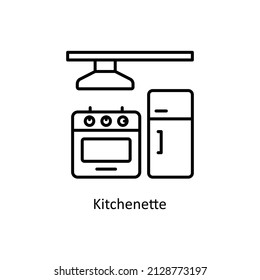 Kitchenette vector outline icon for web isolated on white background EPS 10 file