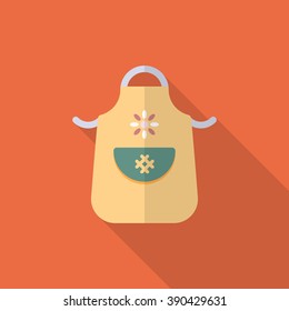 Kitchenware apron flat  icon with long shadow,circle,eps10,interface,button