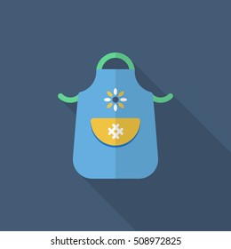 Kitchenware apron flat  icon with long shadow,circle,eps10,interface,button