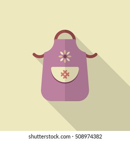 Kitchenware apron flat  icon with long shadow,circle,eps10,interface,button