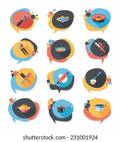 Kitchenware badge flat banner design background set, eps10