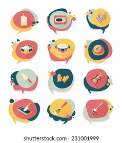 Kitchenware badge flat banner design background set, eps10
