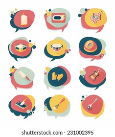 Kitchenware badge flat banner design background set, eps10