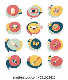 Kitchenware badge flat banner design background set, eps10