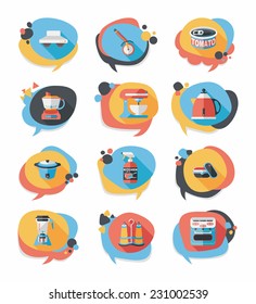 Kitchenware badge flat banner design background set, eps10