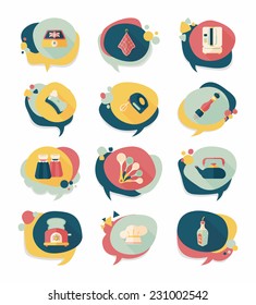 Kitchenware badge flat banner design background set, eps10
