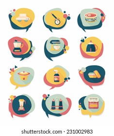 Kitchenware badge flat banner design background set, eps10