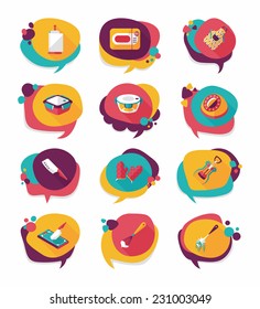 Kitchenware badge flat banner design background set, eps10