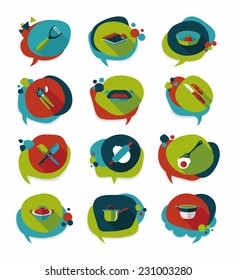 Kitchenware badge flat banner design background set, eps10