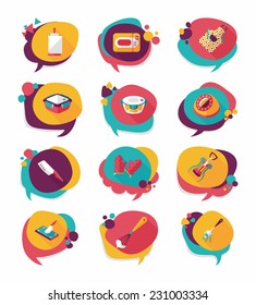 Kitchenware badge flat banner design background set, eps10